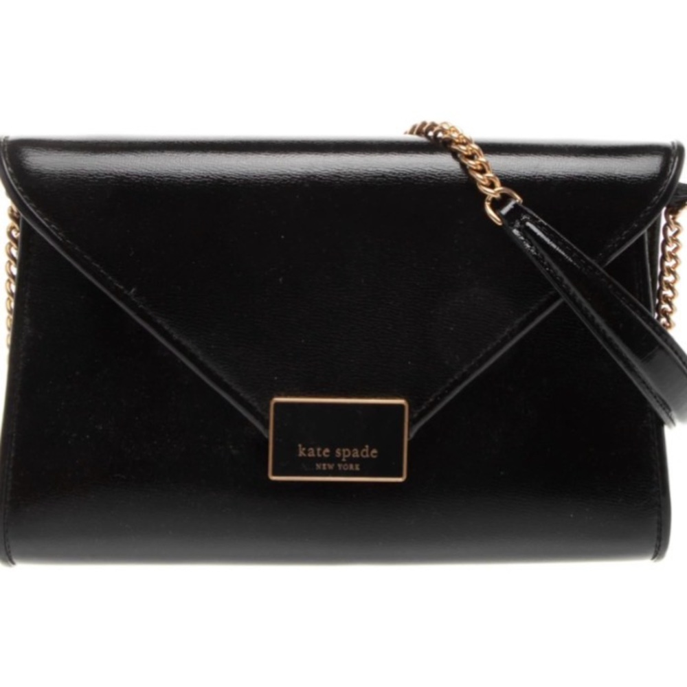 kate spade Black Patent Envelope Crossbody with Gold Hardware NWOT